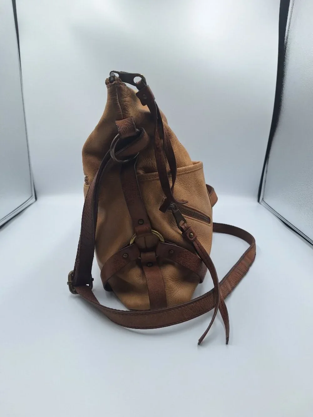 Lucky Brand Boho Western Leather Crossbody Bag Casual Fringe Purse